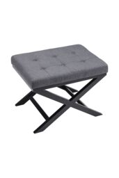 Living and Home Black Linen Breckin Dressing Footstool in Grey - thumbnail 4