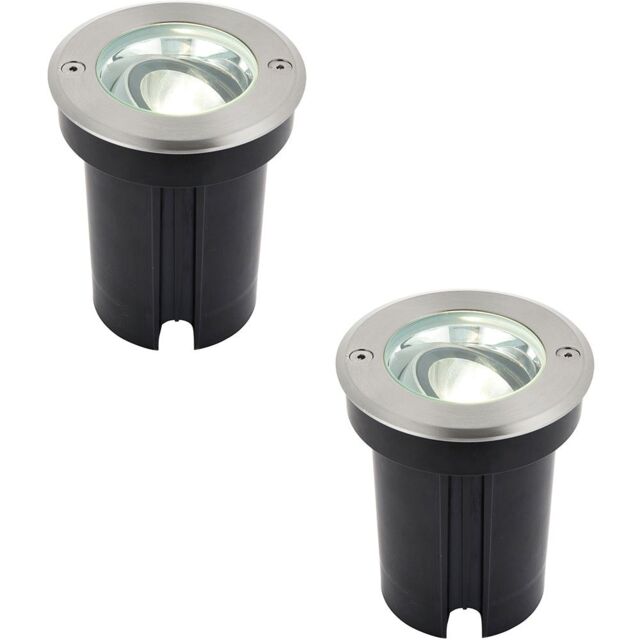 Loops 2 PACK Stainless Steel IP67 Ground Light - 6W Cool White LED - Tilting Head in Metallics - image 1
