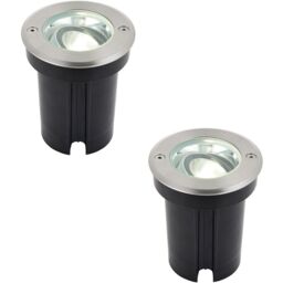 Loops 2 PACK Stainless Steel IP67 Ground Light - 6W Cool White LED - Tilting Head in Metallics