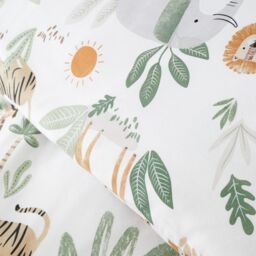 Happy Linen Company Jungle Safari Animals Duvet Cover Quilt Bedding Set in Ivory - Size: Single - thumbnail 4