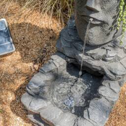Primrose Solar Powered Water Feature 'Easter Island Head' Planter Lights 73cm in Brown - thumbnail 6