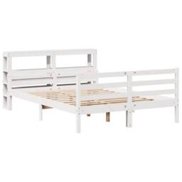 Berkfield Home Beautiful Bed Frame with Headboard without Mattress 160x200 cm in White - thumbnail 1