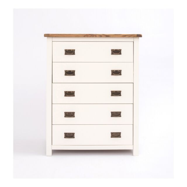 Cabinet Bits Lovere 5 Drawer Chest of Drawers Bras Drop Handle in Off-White - image 1