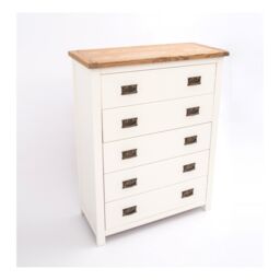 Cabinet Bits Lovere 5 Drawer Chest of Drawers Bras Drop Handle in Off-White - thumbnail 4
