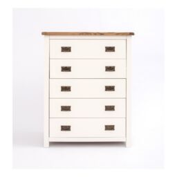 Cabinet Bits Lovere 5 Drawer Chest of Drawers Bras Drop Handle in Off-White - thumbnail 1