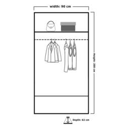 MN Furniture Double Mirror Sliding Door Wardrobe W90cm x H200cm in Black - Size: 1 Pack - thumbnail 4