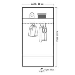 MN Furniture Double Mirror Sliding Door Wardrobe W90cm x H200cm in Black - Size: 1 Pack - thumbnail 2