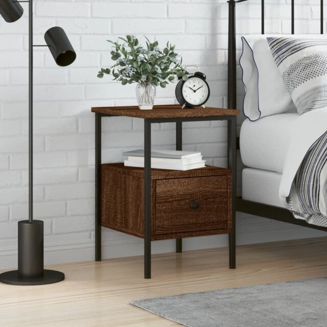 Berkfield Home Bedside Cabinet Brown Oak 34x36x50 cm Engineered Wood - Size: 34 x 36 x 50 cm - image 1