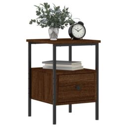 Berkfield Home Bedside Cabinet Brown Oak 34x36x50 cm Engineered Wood - Size: 34 x 36 x 50 cm - thumbnail 3