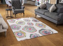 Benjamin Tate Design Hand Painted Multicolor Watercolor Rug in Natural - Size: Large - thumbnail 2