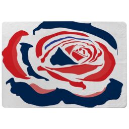 Benjamin Tate Design Red & Blue Rose Print Rug in Natural - Size: Large - thumbnail 1