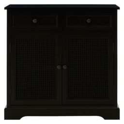 Orsina 2 Drawer Cabinet, Pine Wood Colonial Vanity Storage for Shoe Rack, Bathroom, Home & Office, Delivered Fully Assembled in Black - thumbnail 6
