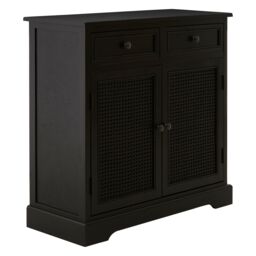 Orsina 2 Drawer Cabinet, Pine Wood Colonial Vanity Storage for Shoe Rack, Bathroom, Home & Office, Delivered Fully Assembled in Black - thumbnail 4