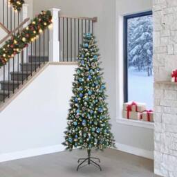 Berkfield Home Elegant Artificial Christmas Tree with 300 LEDs Green 96 x 96 x 240 cm - thumbnail 2