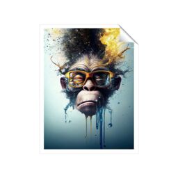 "Warren Reed - Designer Monkey With Glasses Splashart Unframed Art Print - Size: W16"" x H24""" - thumbnail 1