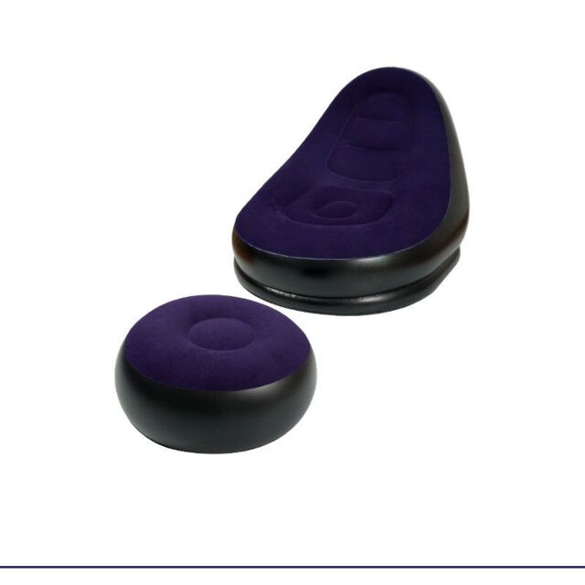Leaper Outdoor Inflatable Portable Camping Flocked Sofa Chair with Footrest in Purple - image 1