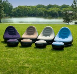 Leaper Outdoor Inflatable Portable Camping Flocked Sofa Chair with Footrest in Purple - thumbnail 5