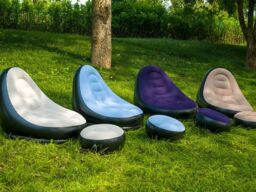 Leaper Outdoor Inflatable Portable Camping Flocked Sofa Chair with Footrest in Purple - thumbnail 3