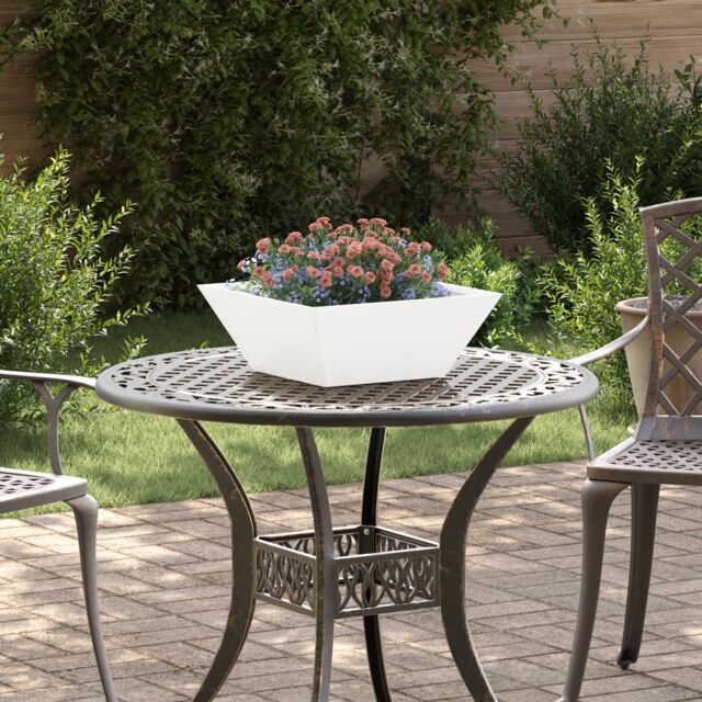 Berkfield Home Garden Bowl Planter White 40x40x15 cm Steel - Size: 40 x 40 x 15 cm - image 1