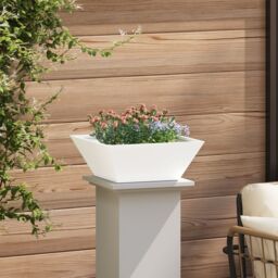 Berkfield Home Garden Bowl Planter White 40x40x15 cm Steel - Size: 40 x 40 x 15 cm - thumbnail 4