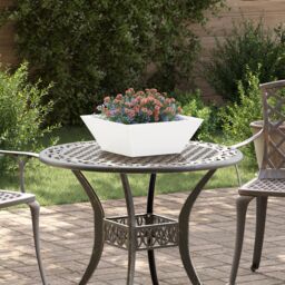 Berkfield Home Garden Bowl Planter White 40x40x15 cm Steel - Size: 40 x 40 x 15 cm