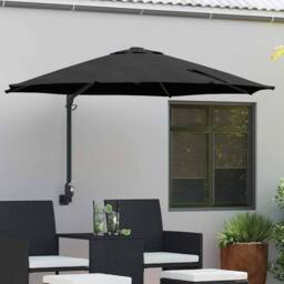 Berkfield Home Patio Umbrella Black Polyester, Powder-Coated Steel Large - thumbnail 2
