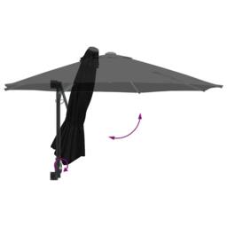 Berkfield Home Patio Umbrella Black Polyester, Powder-Coated Steel Large - thumbnail 8