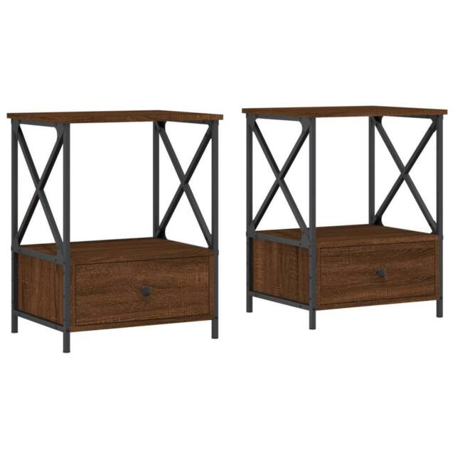 Berkfield Home Bedside Tables 2 pcs Brown Oak 50x41x65 cm Engineered Wood - Size: 50 x 41 x 65 cm - image 1