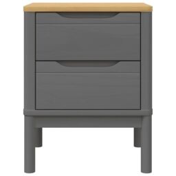 Berkfield Home Bedside Cabinet FLORO Grey 45x39x57 cm Solid Wood Pine - Size: 45 x 39 x 57 cm - thumbnail 5