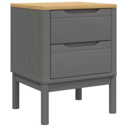 Berkfield Home Bedside Cabinet FLORO Grey 45x39x57 cm Solid Wood Pine - Size: 45 x 39 x 57 cm - thumbnail 2