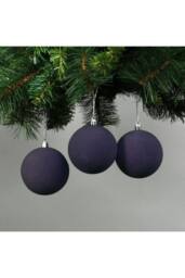 KDMD 8cm Midnight Blue Velvet Baubles Set of 6 in Navy - thumbnail 2