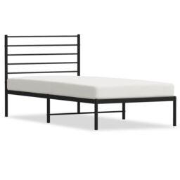 Berkfield Home Metal Bed Frame with Headboard Black 90x190 cm Single - thumbnail 2