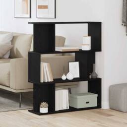 Berkfield Home Bookcase Black Oak 80x24x96 cm Engineered Wood - Size: 80 x 24 x 96 cm - thumbnail 2