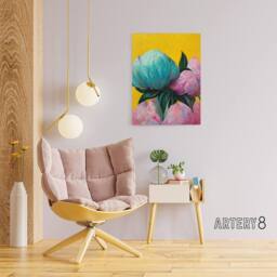 "Artery8 Abstract Floral Bouquet Peony Flowers Canvas Wall Art Print - Size: W18"" x H24""" - thumbnail 3