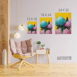 "Artery8 Abstract Floral Bouquet Peony Flowers Canvas Wall Art Print - Size: W18"" x H24""" - thumbnail 4