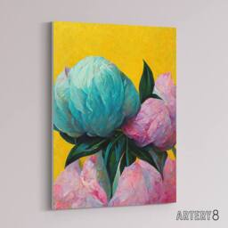 "Artery8 Abstract Floral Bouquet Peony Flowers Canvas Wall Art Print - Size: W18"" x H24""" - thumbnail 2