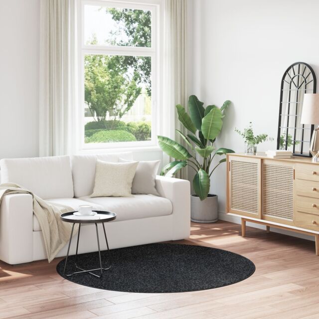 Berkfield Home Shaggy Rug with Latex Backing Dark Grey √∏160 cm - Size: Medium - image 1