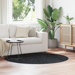Berkfield Home Shaggy Rug with Latex Backing Dark Grey √∏160 cm - Size: Medium - thumbnail 4