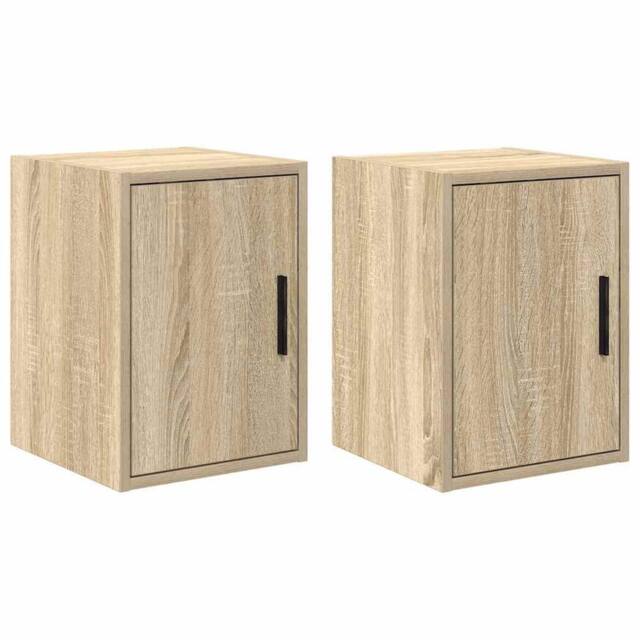 Berkfield Home Garage Wall Cabinets 2 pcs Sonoma Oak Engineered Wood in Brown - image 1