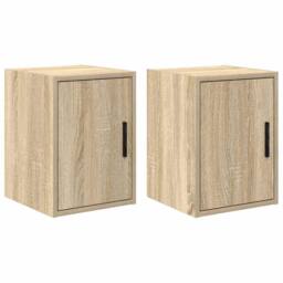 Berkfield Home Garage Wall Cabinets 2 pcs Sonoma Oak Engineered Wood in Brown - thumbnail 1