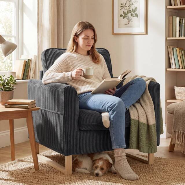 HOMCOM Accent Chair with Metal Legs & Spring Dark Grey - Size: Armchair - image 1