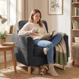 HOMCOM Accent Chair with Metal Legs & Spring Dark Grey - Size: Armchair