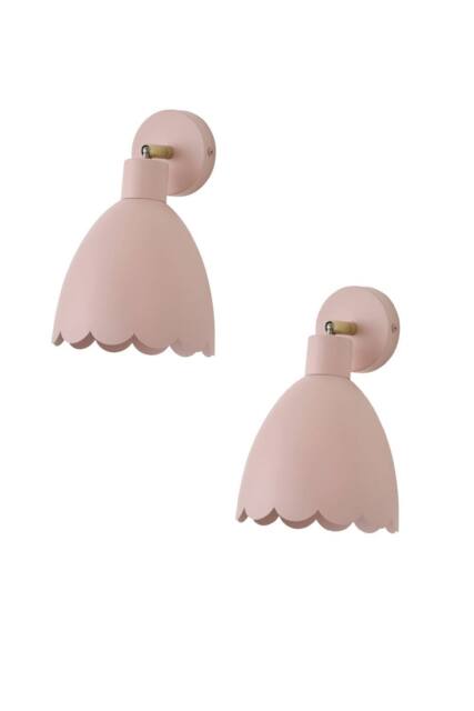 ValueLights Millie Pair of Flower Style Scallop Adjustable Wall Lights in Pale Pink - image 1