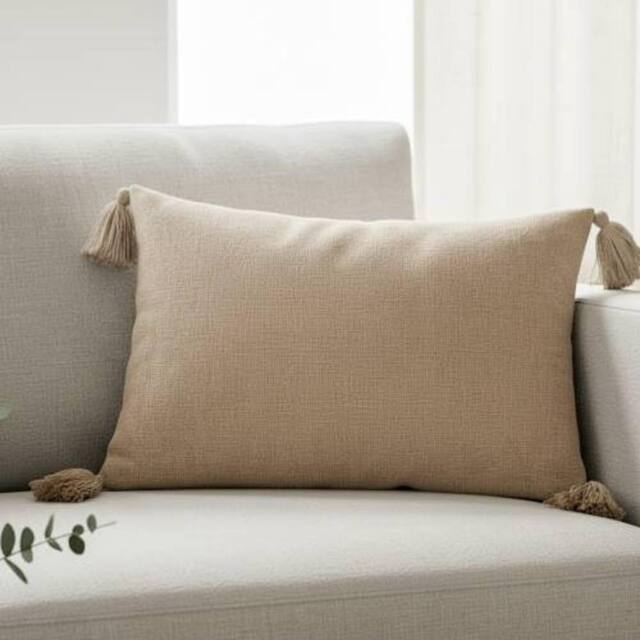 Madison & Mayfair Rectangular Cream Tassel Cushion