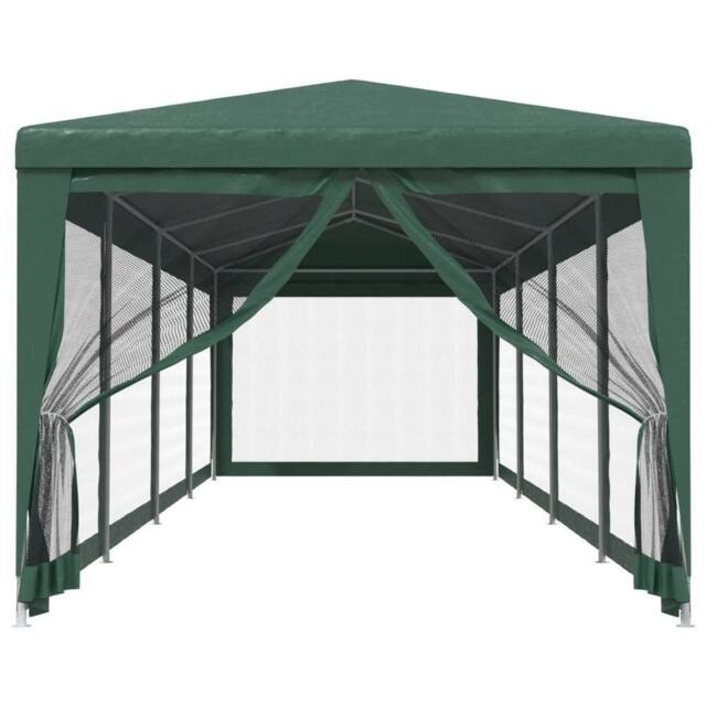 Berkfield Home Party Tent with 10 Mesh Sidewalls Green 3x12 m HDPE - image 1