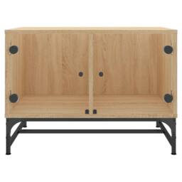 Berkfield Home Modern Coffee Table with Glass Doors Sonoma Oak 68.5x50x50 cm in Light Brown - thumbnail 5