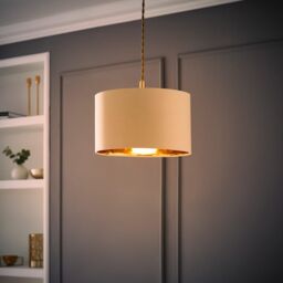 ValueLights Reni Natural with Metallic Gold Inner Easy Fit Ceiling Lamp Shade - Size: Small - thumbnail 3