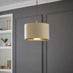 ValueLights Reni Natural with Metallic Gold Inner Easy Fit Ceiling Lamp Shade - Size: Small - thumbnail 1