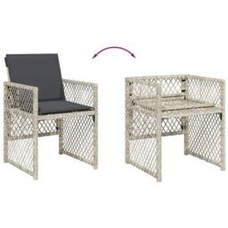 Berkfield Home 13 Piece Garden Dining Set with Cushions Light Grey Poly Rattan - thumbnail 7