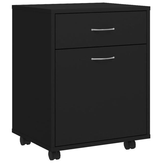 Berkfield Home Rolling Cabinet Black 45x38x54 cm Engineered Wood - Size: 45 x 38 x 54 cm - image 1